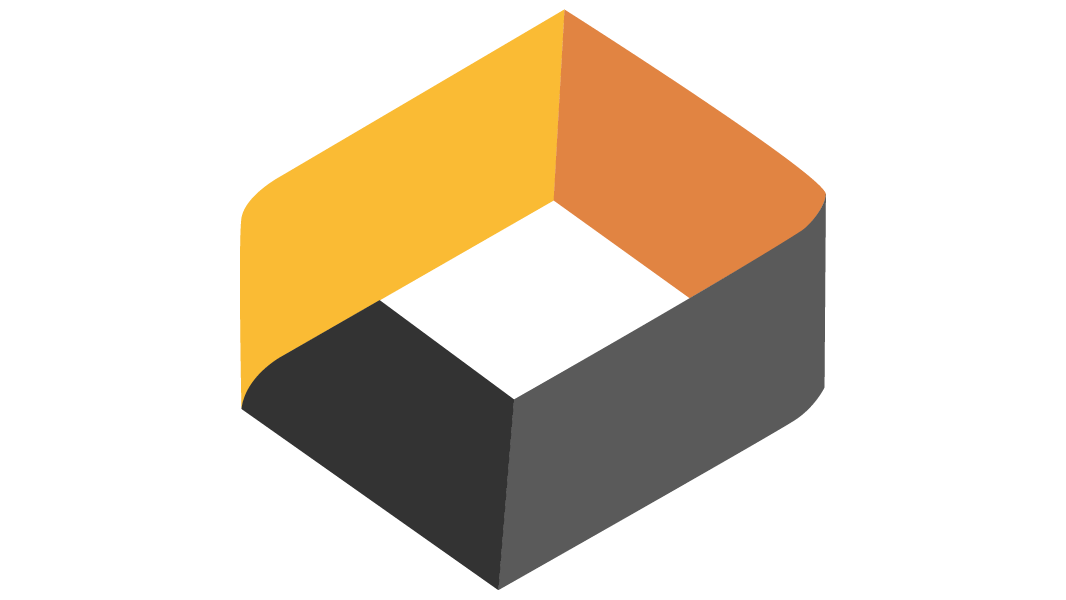 LOGO DATAFRETE: uma representação de caixa sem o topo e o fundo, metade laranja e metade preta.